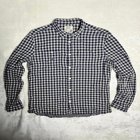 Diesel Gingham Plaid Oxford Shirt Men's XL Blue Button Up Cotton but Feels Linen - Picture 1 of 12